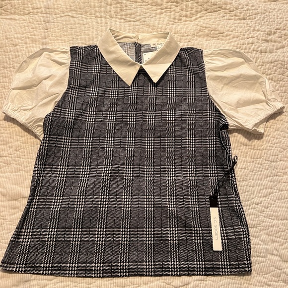 S.C SOCIETY - Grey tartan design with puff sleeves - Picture 1 of 3